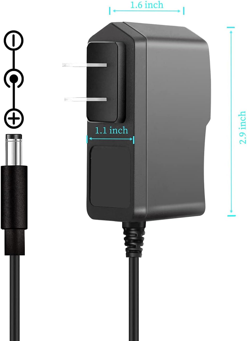 LitStar 9V 2A AC DC Power Supply Adapter Cable for Arduino UNO MEGA, 5.5mm x 2.1mm & 2.5mm Plug (6ft)