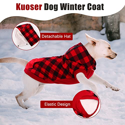 Kuoser British Style Plaid Dog Winter Coat, Windproof Cozy Cold Weather Dog Coat Fleece Lining Dog Apparel Reflective Dog Jacket Dog Vest For Small Medium Dogs With Removable Hat（Xxs-3Xl） #TOP3