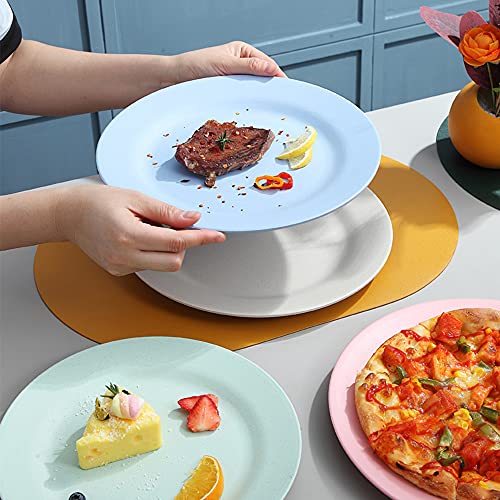 10Inch 11Inch Dinner Plates Set Of 10, Reusable Wheat Straw Dessert Dishes, Round Pasta Salad Serving Plate, Unbreakable Kids Fiber Dinnerware For Party Steak Pizza (Purple) #TOP2