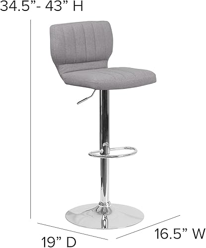 Vista 78 de Flash Furniture Taburete de bar de altura ajustable de vinilo marrón contemporáneo con respaldo vertical y base cromada