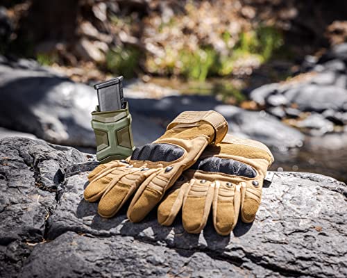 Glove Station - Tactical Shooting Hard Knuckle Gloves For Men And Woman With Touchscreen Fingers - Durable And Comfortable Hand-Gear For Outdoor Work Shooting And Hunting - Tan/Medium #TOP2