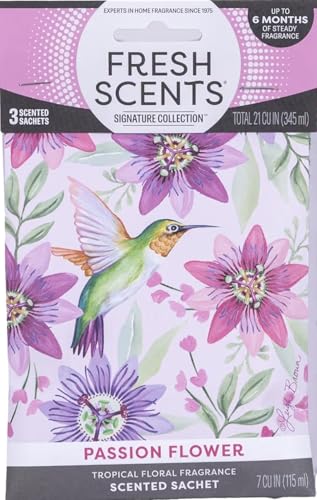 Fresh Scents Scented Sachets - Passion Flower, Lot of 6 by Fresh Scents