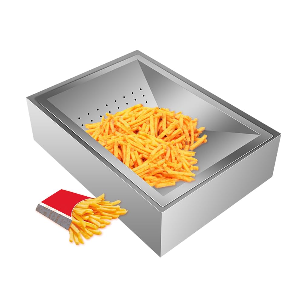 ZHJOPP French Fries Chips Dump Station, Potato Chips Oil Filter Tray Fried Chicken, with Removable Oil Cylinder, Stainless Steel Baskets