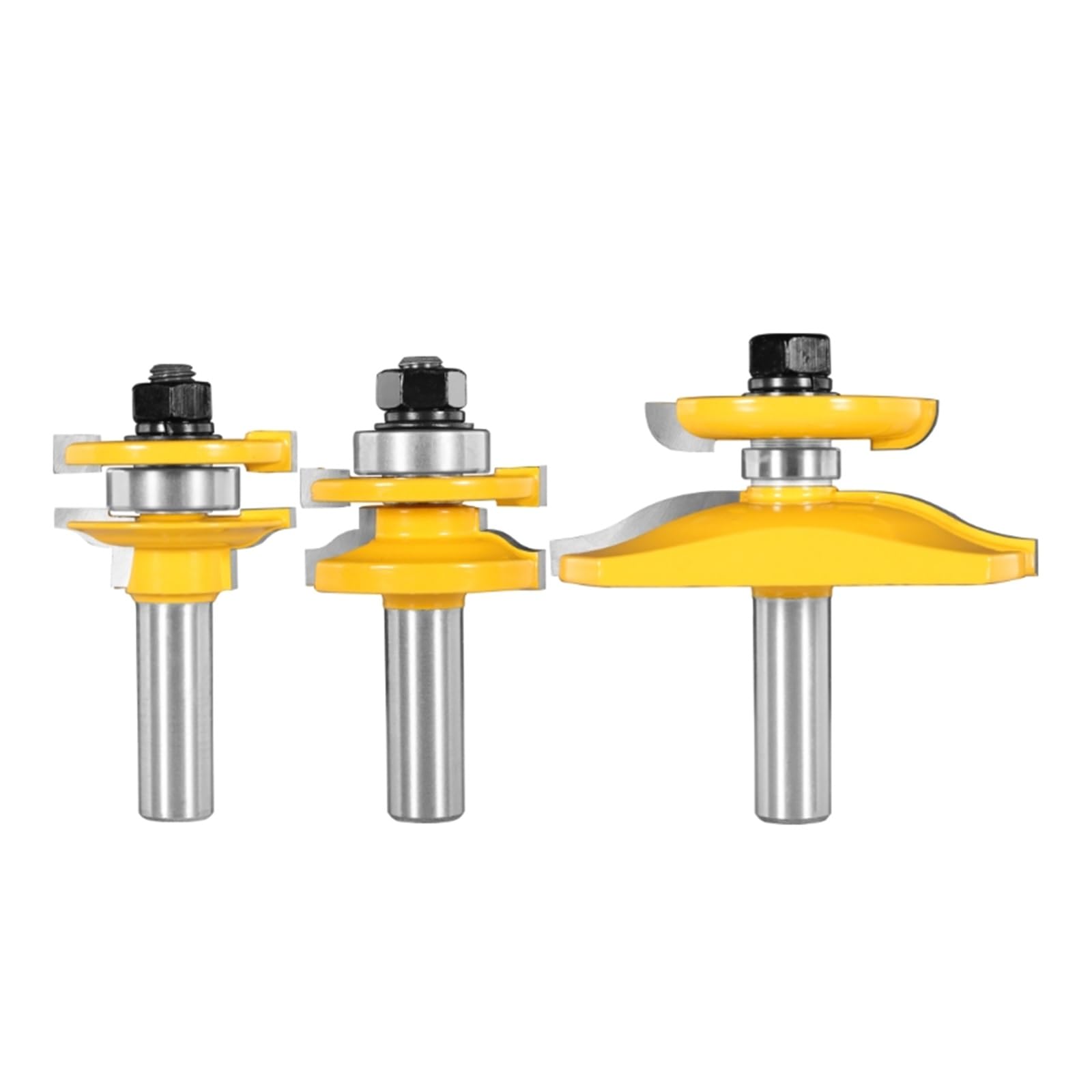 1/2/3 piezas 12,7 MM/12 MM montajes de riel de estilo-broca OGEE fresadora de carpintería for fresadora de cara de broca de madera(3pcs 12mm shank)