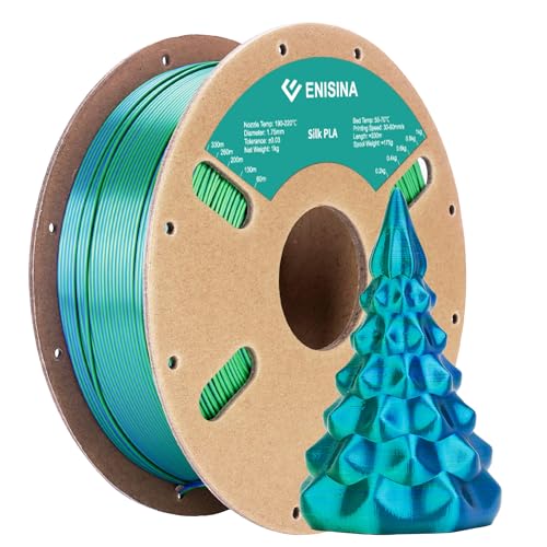 PLA filament 1.75mm Silk, ENISINA Filament PLA Brillant pour imprimante 3D FDM,PrÃ©cision Dimensionnelle +/- 0.03mm,1kg / 2.20lbï¼Bleu & Vert ï¼