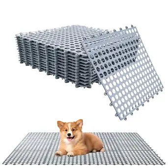 12pcs Dog Kennel Flooring Tiles, 11.8 x 11.8 x 0.39 inches, Plastic Interlocking Decking