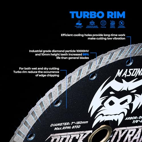 image for toolant 7” Turbo Rim Diamond Saw Blade 1pc for Cutting Masonry, Conc