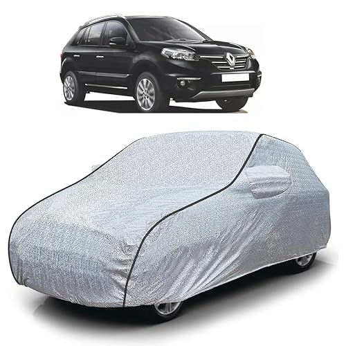 Image of Sulfar 100% Waterproof Car Body Cover Compatible with Mirror for Renault Koleos (Triple Stitched, Full Bottom Elastic, Magic Silver with Black Piping)