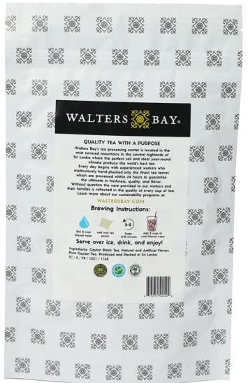 Miniatura 4 de Walters Bay Té helado de coco  Bolsas de té de tamaño de 12 cuartos de galón, té de Ceilán, sin azúcar, sabor a coco, 100% arrancado a mano, té negro