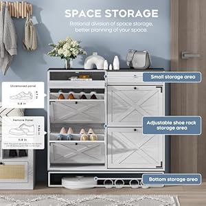 Yechen Freestanding Shoe Cabinet with 4 Flip Drawers, Shoe Storage Organizer, Slim Shoe Storage for Entryway, Hallway(White) Yechen Freestanding Shoe Cabinet with 4 Flip Drawers Shoe Storage Organizer Slim Shoe Storage for Entryway HallwayWhite