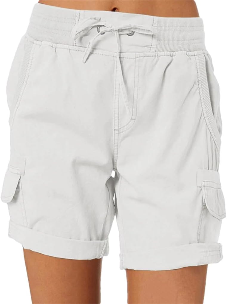 REHJJDFD Women's Cargo Shorts Multi Pockets Shorts Hiking Travel Golf Fishing Stretch Lightweight Female Shorts