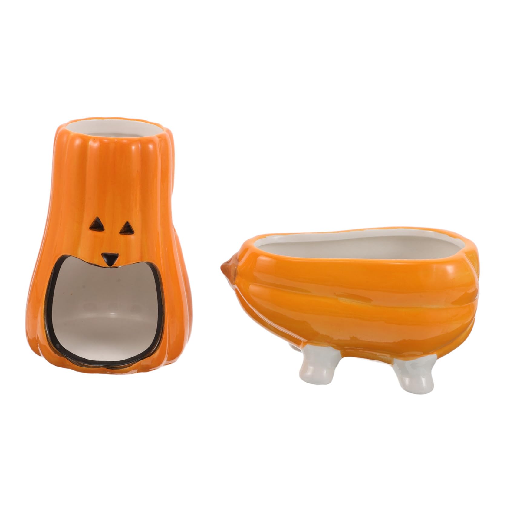Keramik Hamster Trinkflasche mit Ständer und Futternapf Kürbisform Wasserflaschenhalter für Hamster Mäuse Meerschweinchen Stabiler Keramikhalter für Kleine Haustiere