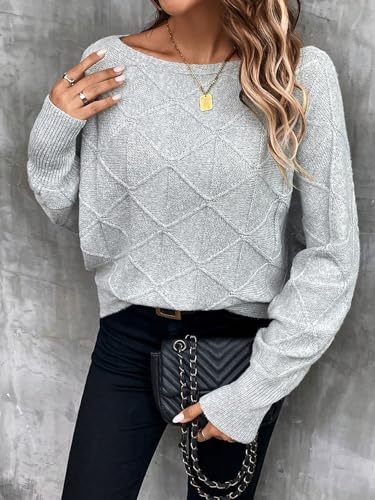 Floerns Women's Boat Neck Dolman Long Sleeve Loose Fit Sweater Pullover Top3