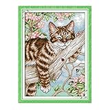 LOOM TREE Counted Cross Stitch Kit Pre-Printed Cat Pattern Needle Crafts 22×31cm 14CT Needlecrafts & Yarn | Embroidery & Cross Stitch | Hand Embroidery Kits | Cross Stitch Kits
