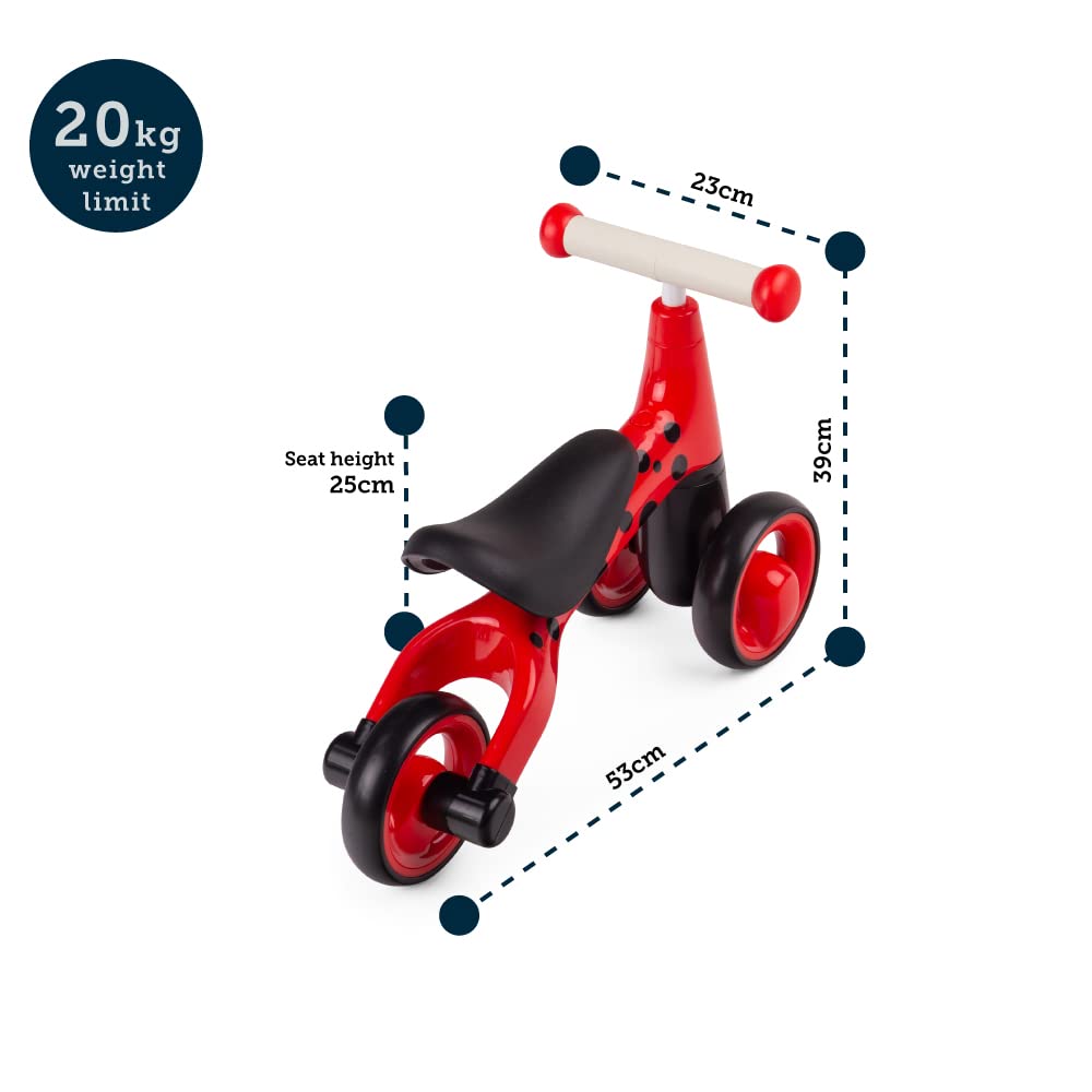 Didicar Diditrike Coccinelle | Porteur | Tricycle bébé Filles & garçons | Tricycle d’équilibre | Premier vélo dès 18 Mois | Cadeaux d’Anniversaire & Noël | Jouet d’extérieur Jardin