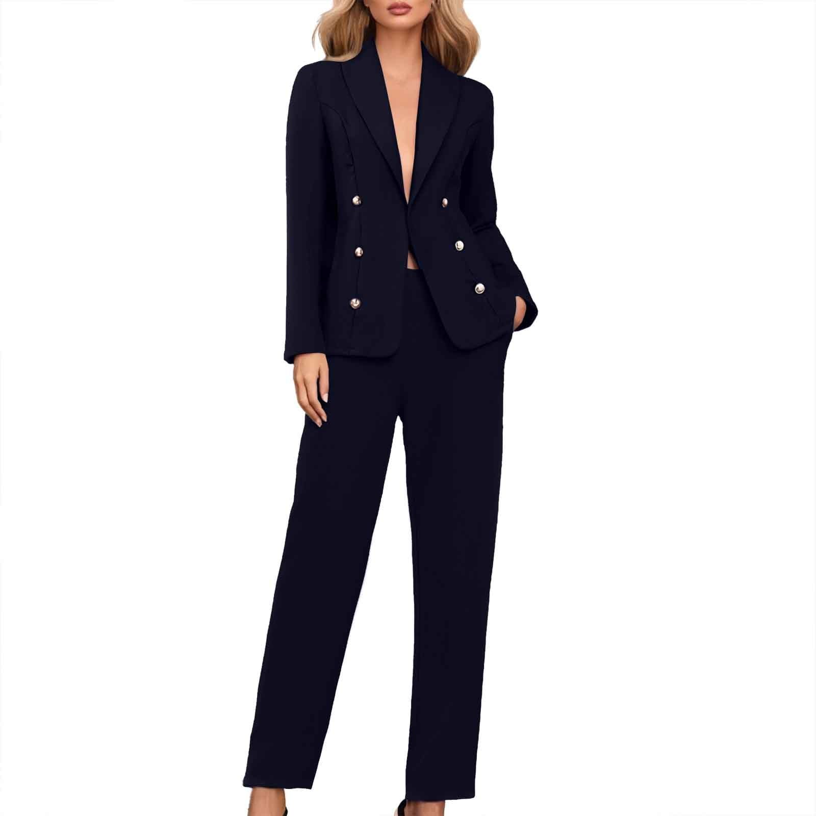 Womens Suits 2 Piece Set Business Stretch Sets Pants Suits Dressy Casual Outfits Blazer Pantsuits Set Work Office
