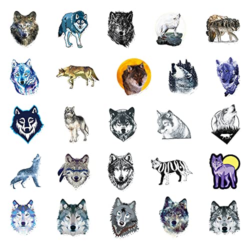 Wolf Stickers For Kids Boys Girls Teens, Cute Waterproof Vinyl Stickers For Laptop Water Bottle Cup Bike Luggage Computer Phone Flasks Car Notebook Tablet, Cool Cartoon Animals Decals Pack[Wolf-50Pcs] #TOP2