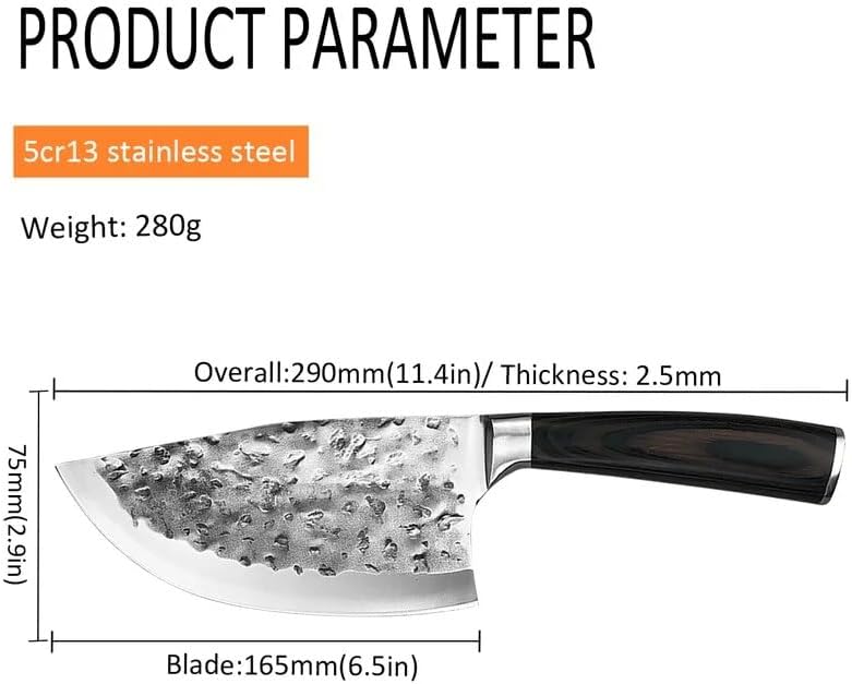 Miniatura 3 de Cuchillo de corte de carne de chef de 6.5 pulgadas, cuchillo de carnicero profesional de acero inoxidable forjado para pescado y verduras, cuchillo