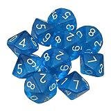 Dados poliédricos: 10 lados, cada lado numerado del 1 al 10