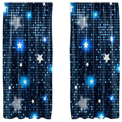 Cortinas de estrellas azules abstractas para bloquear la luz de la calle 2