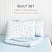 Wake In Cloud - Floral Quilt Set, Coquette Cottagecore Shabby Chic Flower Pattern for Women Teen Girls, Reversible Lightweight Bedspread Coverlet, 3 Pieces, White Blue, Queen/Full Size