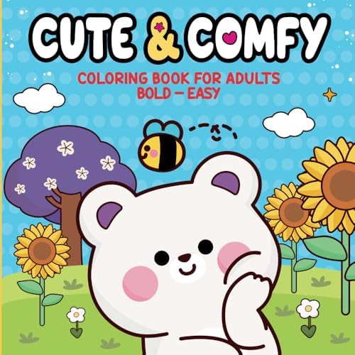 Cute & Comfy Coloring Book for Adults - Bold Easy - Livro de Colorir ...