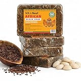 VitaNest Raw African Black Soap Bar 16oz - 100% Pure & Natural Ingredients - For Acne, Eczema, Psoriasis, Dry Skin, Scars, Dark Spots – Face & Body Wash - Imported from Ghana