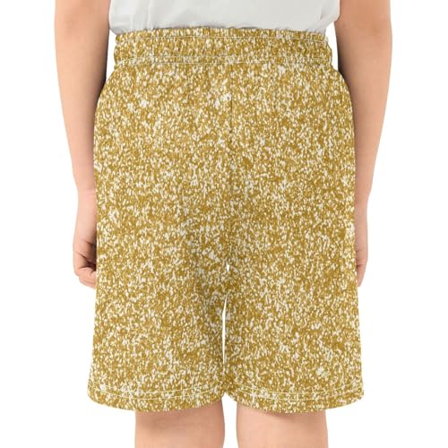 Gold Gliter Sparkle Boys Athletic Shorts Kids Basketball Shorts Gym Short for Summer XL3