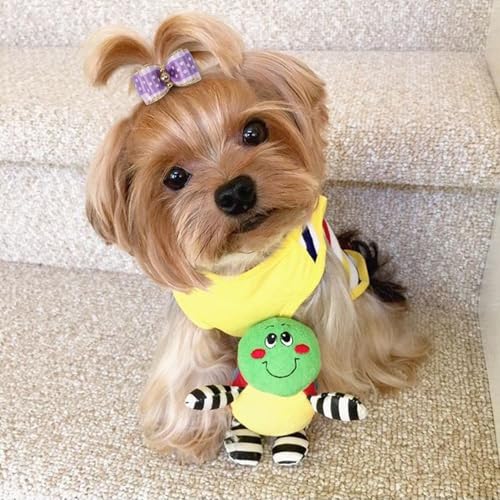 Yxiang 24 x Hundehaarschleifen, niedliche Hundehaarschleifen, Yorkie-Welpen, mit Gummiband, Fellpflegeschleifen, bunt, gepunktet, Hundehaarzubehör für kleine Hunde