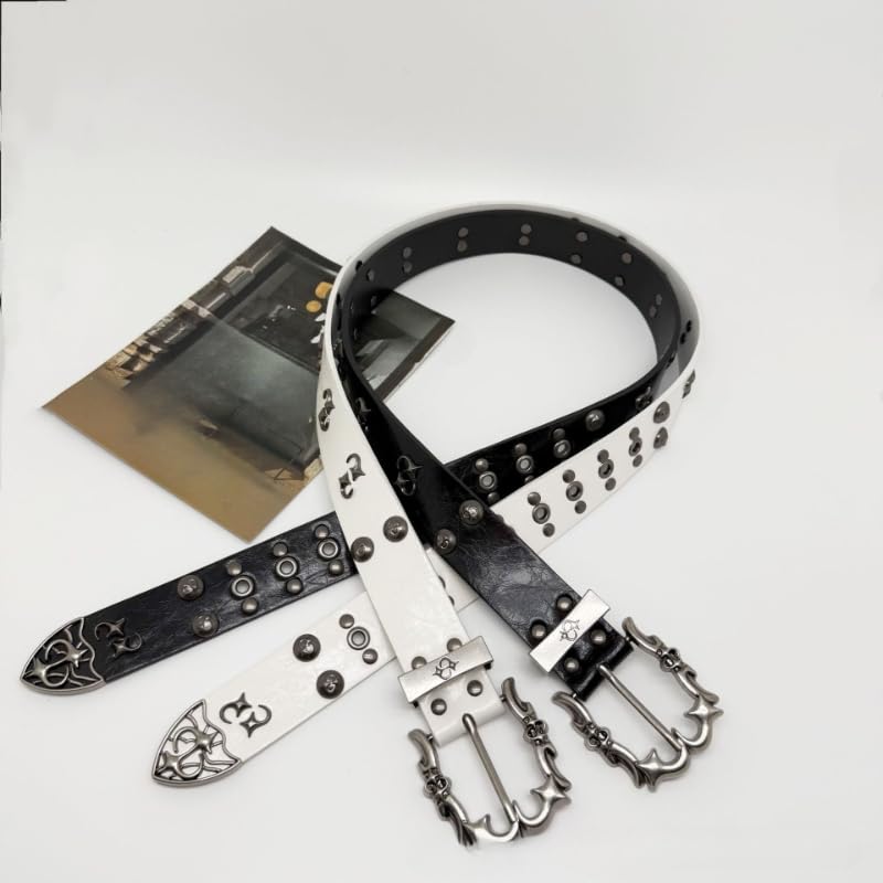 Studded Belt Y2K needle buckle Metal Punk Rock Rivet belt Women Men rivet hiphop punk belt Studded goth accessories4