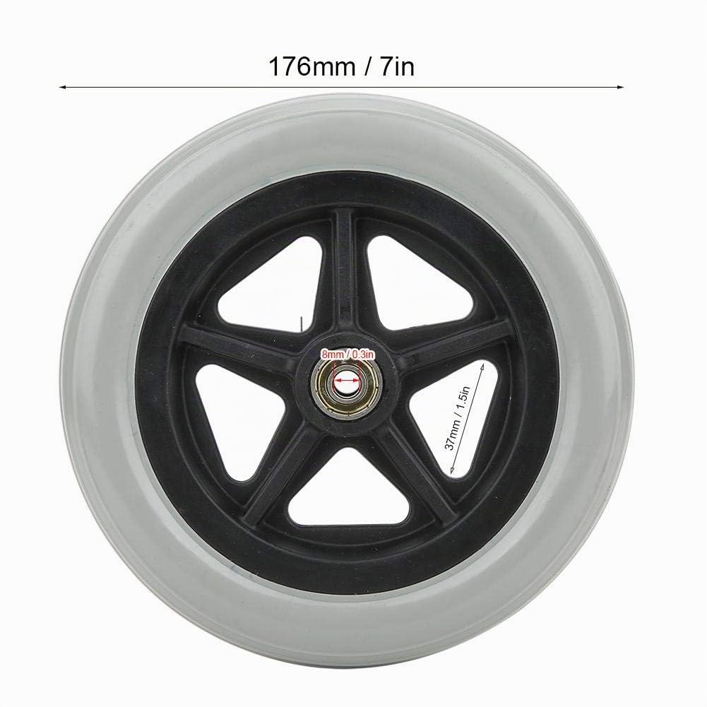 1pc 7 pulgadas Silla de ruedas Rueda delantera Rueda de goma antideslizante Silla de paseo Reemplazo Carga máxima 120 kg