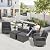 Suvivityse 6 Pieces Patio Furniture Set, Patio Conversation Sets with Wicker Swivel Chair for Backyard Garden(Dark Grey)