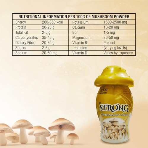 Image of DRL Strong Mushroom Powder Weight Gainer for Men and Women - 100g | Mushroom Powder for Shakes Smoothies Coffee & Tea | Easy to Mix Beverage Powder (Pack of 1)
