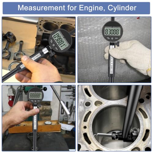 Image of HDLNKAK Digital Dial Indicator Bore Gauges Set (2 inch-6 inch /0.0005 inch)- Black | Cylinder Bore Gauge with Carbide Anvils, Self-Centering, LCD Digital Display for Engines Cylinder Measurement or Machinists