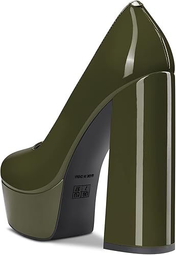 Miniatura 7 de TNYNFBEB Zapatos de tacón de plataforma alta para mujer, con puntera redonda, sin cordones, básicas, clásicas, de 5.5 pulgadas