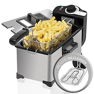 Cecotec CleanFry Friteuse 3L, inhoud 3 liter, temperatuur tot 190ºC, vaatwasmachinebestendig emmer, filter houdt olie schoon, 2000W
