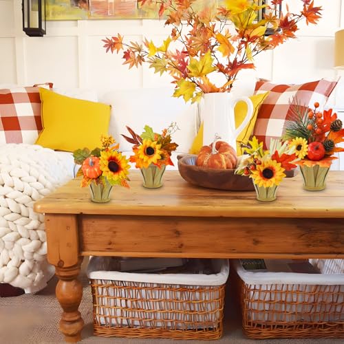 Uieke-4PACK-Fall-Fake-Potted-Plants-Small-Fake-Plants-Mini-Artificial-Faux-Plants-with-Wooden-Pots-for-Bathroom-Shelf-Harvest-Wedding-Thanksgiving-Table-Centerpiece-Home-Office-Desk-Plant-Decor