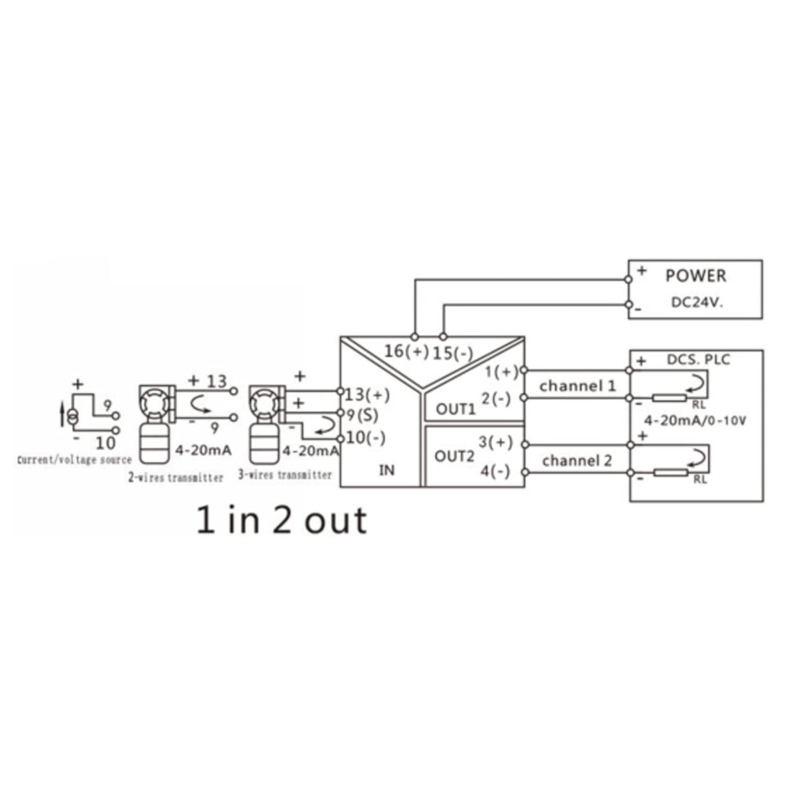 GLG DC 24 V DC stroomsignaal converters analoog-digitaal signaal converter isolator zender 4-20mA PLC detecteren conditioner (één ingang en uitgang 4- 20mA tot 0-10V