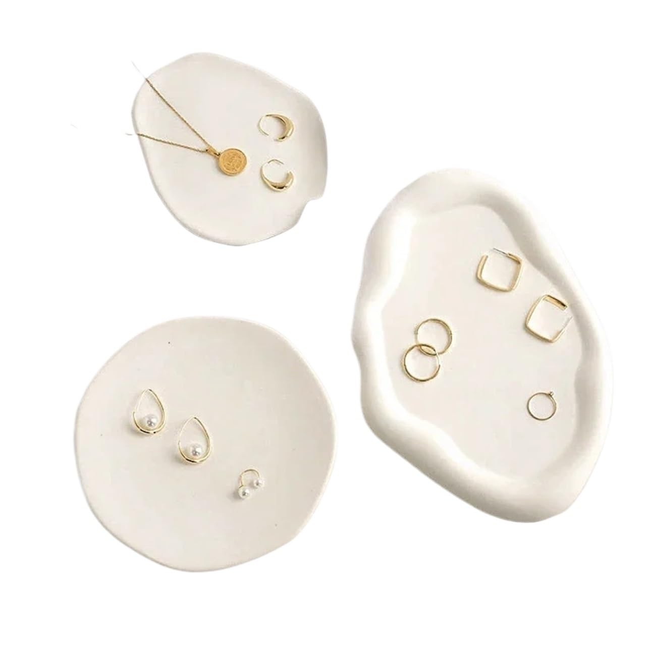 Schmuckschale 3 Teile/satz Kreative Unregelmäßige Ringe Schmuck Display Platte Weiß Kunst Gips Gericht Hause Desktop-Dekor