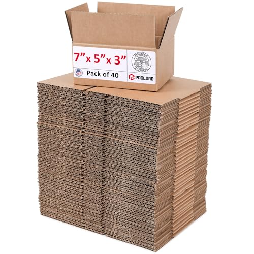 Image of Small Cardboard Boxes 7 inchL x 5 inchW x 3 inchH (Pack of 40) - USA-Made Packing Boxes for Moving, Shipping, or Storage - USPS, UPS, FedEx Approved - Professional Packing Supplies for Moving