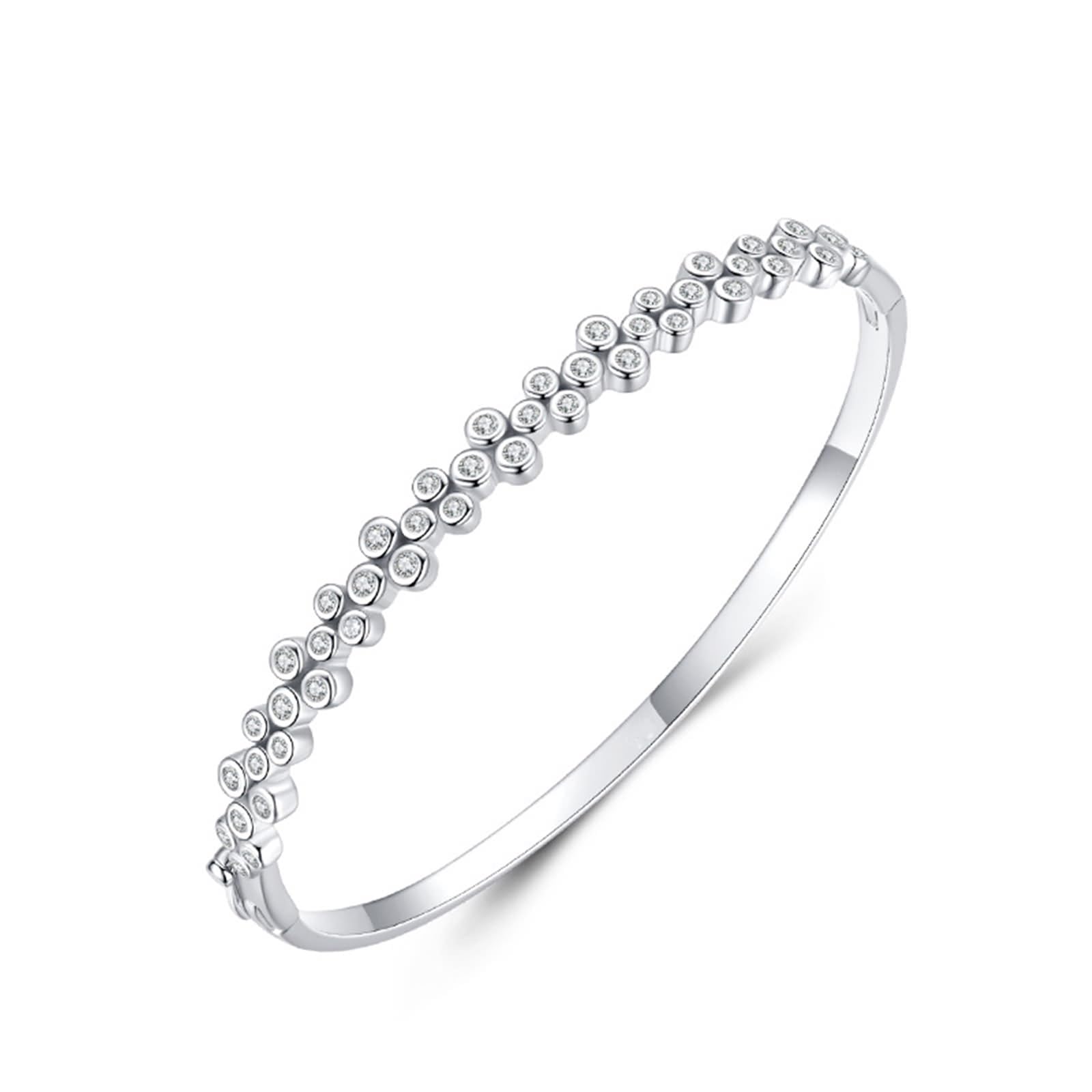 Bracelet Damen, Armbänder Damen Freundschaft Blasen Silber mit Rundschliff Diamant Pt950 und Weißgold