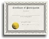 Certificate of Participation Certificate Paper with Embossed Gold Foil Seals - 30 Pack - Parchment Award Certificates for Students, Teachers, Employees - 8.5