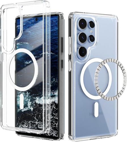 Image of DIZORO Magnetic for Samsung Galaxy S25 Ultra 5G Case Clear [Compatible with MagSafe][Anti-Yellowing][Built-in 4 Airbags][Military Grade Protection][Shockproof Slim] S25 Ultra Phone Back Cover (Clear)