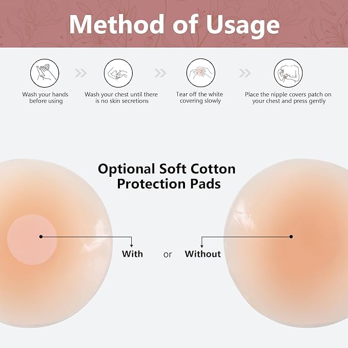 Solitude 4 Pcs Reusable Nipple Covers with Case | Comfortable & Natural Invisible Self Adhesive Washable Silicone Pasties for Women (Skin Color) - Image 2 thumbnail