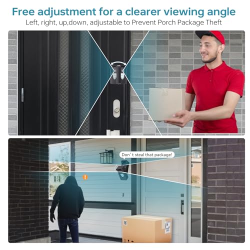 Anti-Theft Doorbell Mount with Ring Blink: 360 Adjustable Angle Wireless Camera Holder No Drill for Apartment Door - Video Wired Mounting Bracket for Brick Concrete Wall Renter Friendly Home House