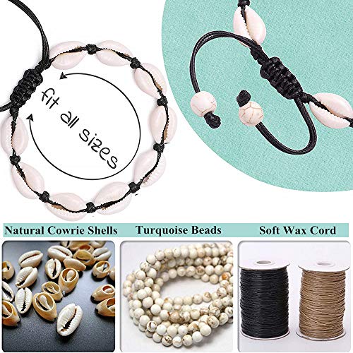 4 Pack Adjustable Shell Bracelets Anklets Set Natural Cowrie Shell Beads Puka Seashells Ankle Jewelry For Men Women Valentine's Day Gifts #TOP1