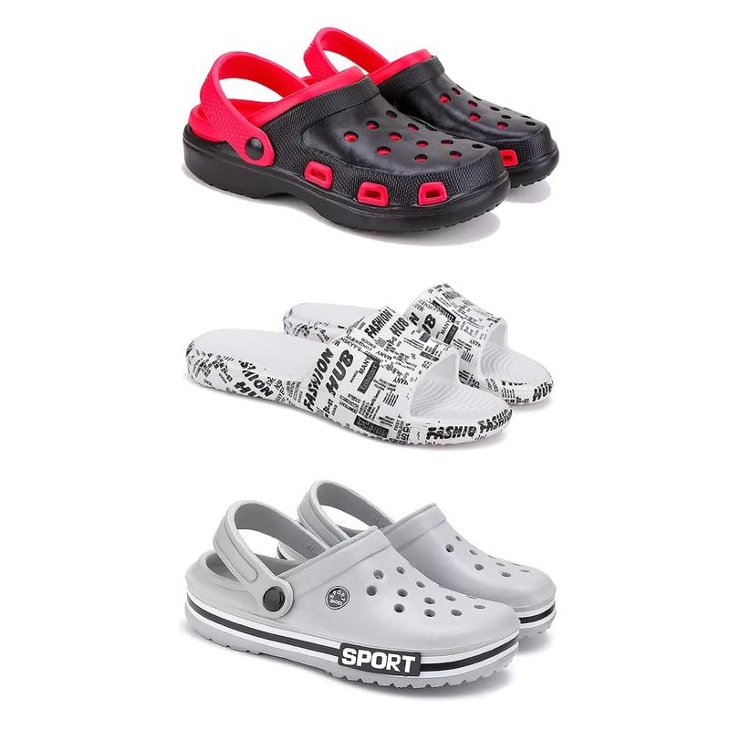 Lightweight Classic Clogs || Sandals with Slider Adjustable Back Strap for Men-Combo(3)-3017-3104-3016-8 Grey (COMBO(3)-3017-3104-3016-8__BZ)-image-44