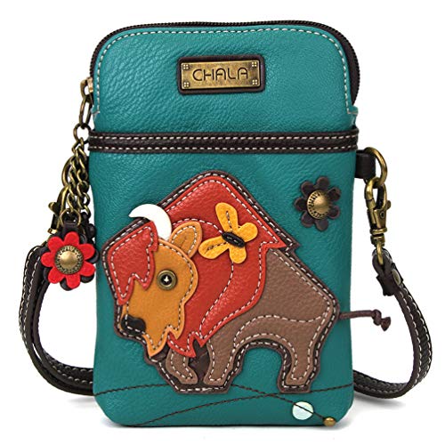 Image of CHALA Wilderness Animal Collection Cell Phone Crossbody Purse-Women PU Leather /Canvas Multicolor Handbag w /Adjustable Strap