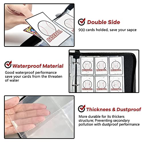 Card Binder For Baseball Cards , 50 Sleeves For 900 Cards , Trading Card Binder For Sports Cards , Baseball 900 Pockets With 50 Removable Sleeves , Protector For Sports Cards And Trading Cards And Baseball Cards #TOP5