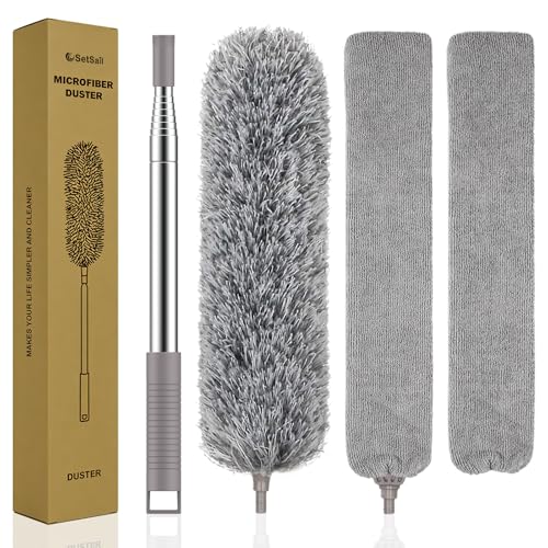 Image of SetSail Dusters for Cleaning 100-inch Extra-Long Gap Duster with Extension Pole Bendable Microfiber Head Washable Ceiling Fan Cleaner Duster for High Ceilings, Floor